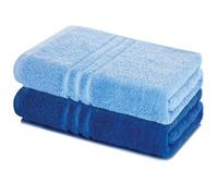 Lavea® Set 2 Asciugamani Bagno 80x200 cm in Spugna 100% Cotone Morbidi e Assorbenti - Ideali come Asciugamani Doccia Grandi e come Asciugamano Palestra - Blu Delfino e Blu Royal