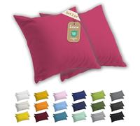 Lavea® Set 2 Federe per Cuscini da Letto 65x65 cm - Copricuscini 100% Cotone Jersey Morbidi e Traspiranti, con Cerniera YKK di Qualità, OEKO-TEX - Corallo