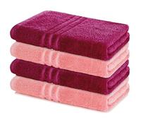 Lavea® Set 4 Asciugamani Doccia 70x140 cm - Spugna 100% Cotone Morbida e Assorbente - Asciugamani Bagno o Asciugamani Palestra, per Casa, Hotel, Spa - Bordeaux e Rosa Pastello