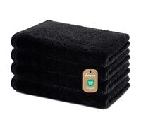 Lavea Set 4 Asciugamani Viso 40x70 cm - 100% Cotone - Morbidi e Assorbenti - Certificati Oeko-TEX 100 - Lavabili a 60°C - Asciugamani Bagno per Ospiti, Sport, Hotel, Casa - Nero