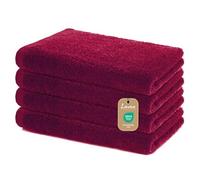 Lavea® Set 4 Asciugamani Viso 40x70 cm - 100% Cotone - Morbidi e Assorbenti - Certificati Oeko-TEX 100 - Lavabili a 60°C - Asciugamani Bagno per Ospiti, Sport, Hotel, Casa - Bordeaux