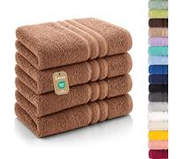 Lavea® Set Asciugamani Bagno 4 Pezzi 50x100 cm - Spugna 100% Cotone Morbida e Assorbente - Asciugamani Viso, Mani e Bidet per Casa, Hotel, Spa - Cappuccino