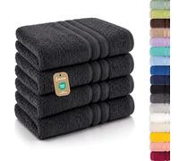 Lavea® Set Asciugamani Bagno 4 Pezzi 50x100 cm - Spugna 100% Cotone Morbida e Assorbente - Asciugamani Viso, Mani e Bidet per Casa, Hotel, Spa - Antracite