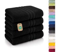 Lavea® Set Asciugamani Bagno 4 Pezzi 50x100 cm - Spugna 100% Cotone Morbida e Assorbente - Asciugamani Viso, Mani e Bidet per Casa, Hotel, Spa - Nero