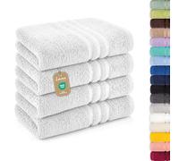 Lavea® Set Asciugamani Bagno 4 Pezzi 50x100 cm - Spugna 100% Cotone Morbida e Assorbente - Asciugamani Viso, Mani e Bidet per Casa, Hotel, Spa - Bianco