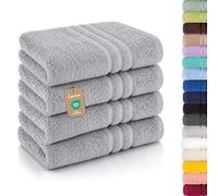 Lavea® Set Asciugamani Bagno 4 Pezzi 50x100 cm - Spugna 100% Cotone Morbida e Assorbente - Asciugamani Viso, Mani e Bidet per Casa, Hotel, Spa - Argento