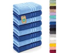 Lavea® Set Asciugamani Bagno 8 Pezzi 50x100 cm - Spugna 100% Cotone Morbida e Assorbente - Asciugamani Viso, Mani e Bidet per Casa, Hotel, Spa - Blu Delfino e Blu Royal