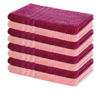 Lavea® Set Asciugamani Bagno 8 Pezzi 50x100 cm - Spugna 100% Cotone Morbida e Assorbente - Asciugamani Viso, Mani e Bidet per Casa, Hotel, Spa - Bordeaux e Rosa Pastello