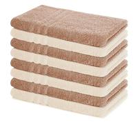 Lavea® Set Asciugamani Bagno 8 Pezzi 50x100 cm - Spugna 100% Cotone Morbida e Assorbente - Asciugamani Viso, Mani e Bidet per Casa, Hotel, Spa - Cappuccino e Crema
