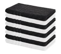 Lavea® Set Asciugamani Bagno 8 Pezzi 50x100 cm - Spugna 100% Cotone Morbida e Assorbente - Asciugamani Viso, Mani e Bidet per Casa, Hotel, Spa - Bianco e Nero