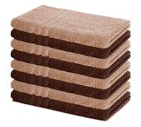 Lavea® Set Asciugamani Bagno 8 Pezzi 50x100 cm - Spugna 100% Cotone Morbida e Assorbente - Asciugamani Viso, Mani e Bidet per Casa, Hotel, Spa - Cappuccino e Marrone Caffè