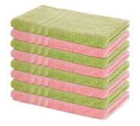 Lavea® Set Asciugamani Bagno 8 Pezzi 50x100 cm - Spugna 100% Cotone Morbida e Assorbente - Asciugamani Viso, Mani e Bidet per Casa, Hotel, Spa - Verde Chiaro e Rosa Pastello