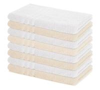 Lavea® Set Asciugamani Bagno 8 Pezzi 50x100 cm - Spugna 100% Cotone Morbida e Assorbente - Asciugamani Viso, Mani e Bidet per Casa, Hotel, Spa - Bianco e Crema