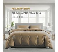 Lavea® Set Copripiumino in Microfibra 2 Copripiumini Matrimoniali 220x240 cm + 2 Federe 80x80 cm - Morbido, Traspirante, OEKO-TEX - Sabbia