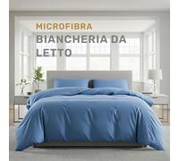 Lavea® Set Copripiumino in Microfibra 2 Copripiumini Matrimoniali 220x240 cm + 2 Federe 80x80 cm - Morbido, Traspirante, OEKO-TEX - Azzurro cielo