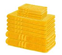 Lavea® Set di Asciugamani da 10 pezzi - 100% Spugna di Cotone - 4 Asciugamani Viso, 2 Teli doccia, 2 Asciugamani Ospiti, 2 Lavette - per Casa Hotel Spa - Giallo colza