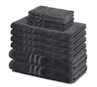 Lavea® Set di Asciugamani da 10 pezzi - 100% Spugna di Cotone - 4 Asciugamani Viso, 2 Teli doccia, 2 Asciugamani Ospiti, 2 Lavette - per Casa Hotel Spa - Antarcite