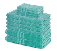 Lavea® Set di Asciugamani da 10 pezzi - 100% Spugna di Cotone - 4 Asciugamani Viso, 2 Teli doccia, 2 Asciugamani Ospiti, 2 Lavette - per Casa Hotel Spa - Turchese