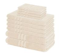 Lavea® Set di Asciugamani da 10 pezzi - 100% Spugna di Cotone - 4 Asciugamani Viso, 2 Teli doccia, 2 Asciugamani Ospiti, 2 Lavette - per Casa Hotel Spa - Crema
