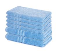 Lavea® Set di Asciugamani da 6 pezzi - 100% Spugna di Cotone - 4 Asciugamani Viso 50x100 cm e 2 Teli Doccia 70x140 cm, per Casa Hotel Spa - Blu delfino