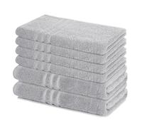 Lavea® Set di Asciugamani da 6 pezzi - 100% Spugna di Cotone - 4 Asciugamani Viso 50x100 cm e 2 Teli Doccia 70x140 cm, per Casa Hotel Spa - Argento