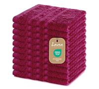 Lavea Set di asciugamani in 100% cotone - Serie Elena - Perfezionare per Hotel & Spa - morbido e resistente - 10 Pezzi 30 x 30 cm - Salvietta - Bordeaux