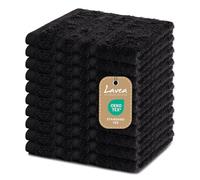Lavea Set di asciugamani in 100% cotone - Serie Elena - Perfezionare per Hotel & Spa - morbido e resistente - 10 Pezzi 30 x 30 cm - Salvietta - Nero