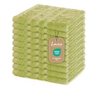 Lavea Set di asciugamani in 100% cotone - Serie Elena - Perfezionare per Hotel & Spa - morbido e resistente - 10 Pezzi 30 x 30 cm - Salvietta - Verde Tiglio