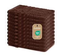 Lavea Set di asciugamani in 100% cotone - Serie Elena - Perfezionare per Hotel & Spa - morbido e resistente - 10 Pezzi 15 x 21 cm - Guanto ospite - Caffè Marrone