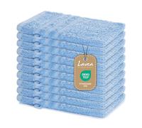 Lavea Set di asciugamani in 100% cotone - Serie Elena - Perfezionare per Hotel & Spa - morbido e resistente - 10 Pezzi 15 x 21 cm - Guanto ospite - Blu Delfino