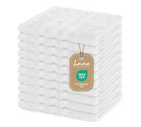 Lavea Set di asciugamani in 100% cotone - Serie Elena - Perfezionare per Hotel & Spa - morbido e resistente - 10 Pezzi 30 x 30 cm - Salvietta - Bianco