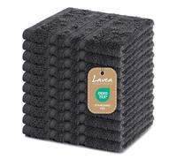 Lavea Set di asciugamani in 100% cotone - Serie Elena - Perfezionare per Hotel & Spa - morbido e resistente - 10 Pezzi 30 x 30 cm - Salvietta - Antracite