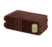 Lavea Set di asciugamani in 100% cotone - Serie Elena - Perfezionare per Hotel & Spa - morbido e resistente - 2 Pezzi 70 x 140 cm - Telo doccia - Caffè Marrone