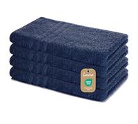 Lavea Set di asciugamani in 100% cotone - Serie Elena - Perfezionare per Hotel & Spa - morbido e resistente - 4 Pezzi 50 x 100 cm - Asciugamano medio - Blu Marino
