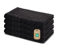 Lavea Set di asciugamani in 100% cotone - Serie Elena - Perfezionare per Hotel & Spa - morbido e resistente - 4 Pezzi 50 x 100 cm - Asciugamano medio - Nero