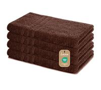Lavea Set di asciugamani in 100% cotone - Serie Elena - Perfezionare per Hotel & Spa - morbido e resistente - 4 Pezzi 50 x 100 cm - Asciugamano medio - Caffè Marrone