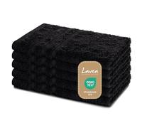 Lavea Set di asciugamani in 100% cotone - Serie Elena - Perfezionare per Hotel & Spa - morbido e resistente - 5 Pezzi 30 x 50 cm - Asciugamano viso piccolo - Nero