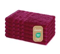 Lavea Set di asciugamani in 100% cotone - Serie Elena - Perfezionare per Hotel & Spa - morbido e resistente - 5 Pezzi 30 x 50 cm - Asciugamano viso piccolo - Rosso