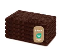Lavea Set di asciugamani in 100% cotone - Serie Elena - Perfezionare per Hotel & Spa - morbido e resistente - 5 Pezzi 30 x 50 cm - Asciugamano viso piccolo - Caffè Marrone