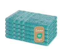 Lavea Set di asciugamani in 100% cotone - Serie Elena - Perfezionare per Hotel & Spa - morbido e resistente - 5 Pezzi 30 x 50 cm - Asciugamano viso piccolo - Turchese