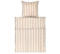 Lavea Set di biancheria da letto Victoria 135 x 200 cm + 80 x 80 cm. Design: strisce larghe - Colore: crema 100% cotone di alta qualità con chiusura lampo, certificato GOTS/Bio