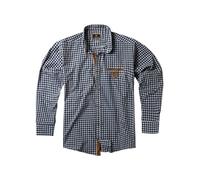 Lavecchia Camicia da uomo taglie forti a quadri a maniche lunghe LV-1981, Jeans blu-bianco, 7XL