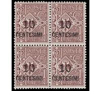 LaVecchiaScatola 1923 Francobolli Michetti sovrastampati SAS.137 Quartina MNH/**