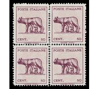 LaVecchiaScatola 1944 Luogotenenza Lupa Capitolina Senza filigrana SAS.515A - Quartina