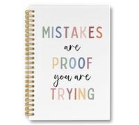 laveliabel Boho Inspirational Spiral Notebook, Mental Health Journaling Notebooks, Mistakes Are Proof You Are Trying College Ruled Spiral Notebook for School Office Supplies, 5.5x8.3inch