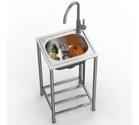 Lavelli Commerciale per Ristorante Lavello da Esterno Lavello da Cucina Lavabo a Libera Installazione In Acciaio Inox con Rubinetti Caldi e Freddi per Garage Giardino