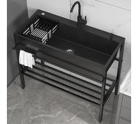 Lavelli da cucina a vasca singola,Lavelli for lavanderia e ripostiglio,Lavello freestanding con ripiano,Lavelli portatili con rubinetto,Lavello semplice commerciale(65x45x86cm(25.6x17.7x33.9in))