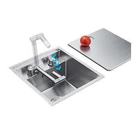 Lavelli da Cucina Lavello A Scomparsa per Camper con Coperchio Lavello da Cucina in Acciaio Inox Mini Lavabo di Piccole Dimensioni Lavello con Sifone, Rubinetto, Piletta Lavandino Dispensa (Color : S