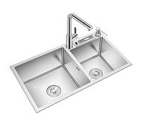 Lavelli da cucina Lavello da cucina a doppia vasca sottopiano in acciaio inossidabile con miscelatore e scolapiatti per la cucina del ristorante e la casa (dimensioni : 75x42cm) (Onecolor 75x42cm)