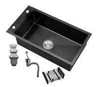 Lavelli da cucina Lavello da cucina Lavello da cucina con cestello di scarico retrattile, lavello spesso fatto a mano per la casa, lavello da cucina in acciaio inox, set di accessori